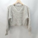 ◇ dazzlin ダズリン ラメモール Vネック パフスリ-ブ 長袖 ニットセ-タ- サイズF アイボリー系 レディース E 【中古】