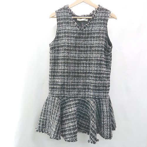 ◇ KOBE LETTUCE コウベレタス 裏地あり サイドファスナー ノースリーブ ミニ丈 ワンピース サイズM ブラック レディース E 【中古】
