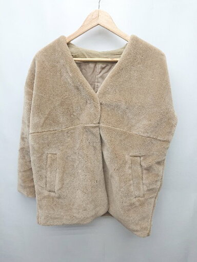 ■ Riche glamour リシェグラマー 無地 シンプル 秋冬 長袖 ブルゾン ジャンパー サイズM ブラウン系 レディース P 【中古】 ■ Riche glamour リシェグラマー 無地 シンプル 秋冬 長袖 ブルゾン ジャンパー サイズM ブラウン系 レディース P 【中古】