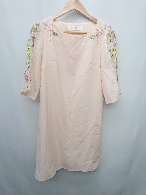 ◇ tocco closet トッコ クローゼット 花柄 シースルー 半袖 膝 ワンピース ピンク系 レディース P 【中古】