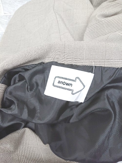 ◇ anown アノン チェック オーバーサイズ かわいい 長袖 ジャケット サイズM ベージュ系 マルチ レディース P 【中古】