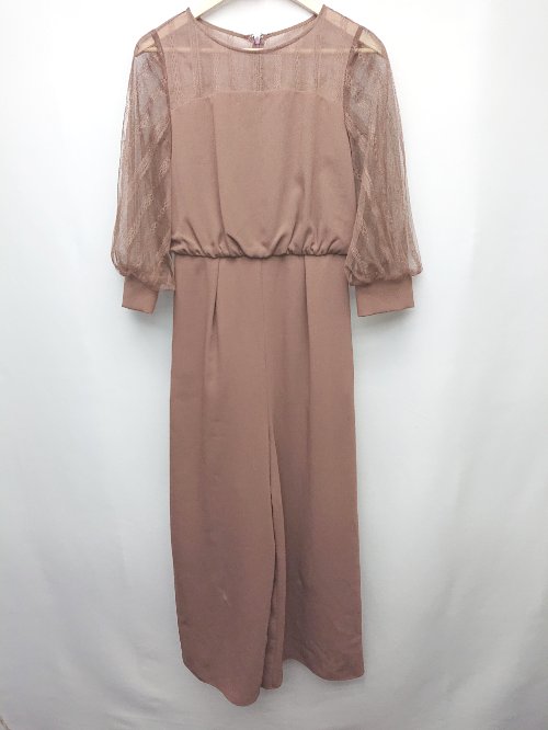 ◇ aimer anche エメアンシェ バックスリット レース パーティー 七分袖 オールインワン サイズM ブラウン レディース P 【中古】