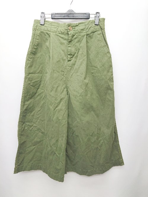 ◇ D.M.G. ドミンゴ ワイド ウエストゴム 無地 クロップド パンツ サイズM カーキ レディース P 【中古】