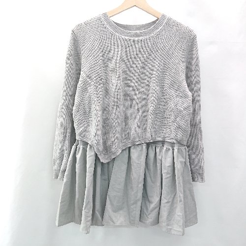 ◇ fifth フィフス 異素材 ギャザ- フレア インナ-シア- 長袖 ニットチュニック 表記なし グレー レディース E 【中古】 ◇ fifth フィフス 異素材 ギャザ- フレア インナ-シア- 長袖 ニットチュニック 表記なし グレー レディース E 【中古】