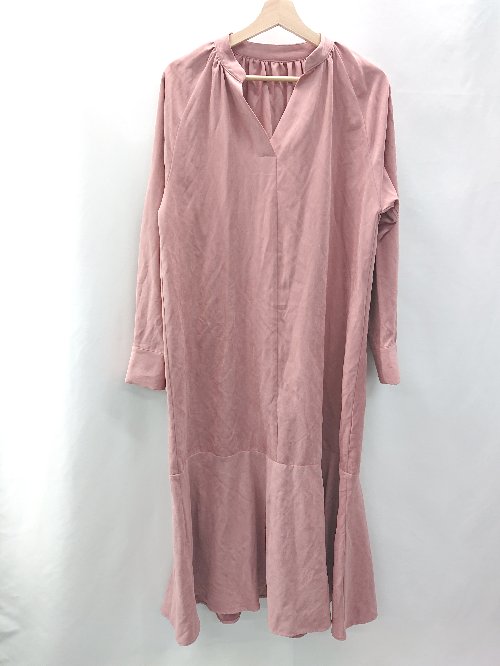 ◇ Re:EDIT リエディ スエード風 ティアード ゆったり 長袖 ロング丈 ワンピース サイズM ピンク系 レディース E 【中古】