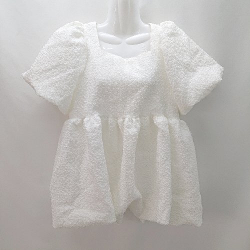 ◇ modue mignon ボリュ-ム袖 夏 爽やか かわいい 半袖 チュニック 表記なし ホワイト レディース E 【中古】 ◇ modue mignon ボリュ-ム袖 夏 爽やか かわいい 半袖 チュニック 表記なし ホワイト レディース E 【中古】