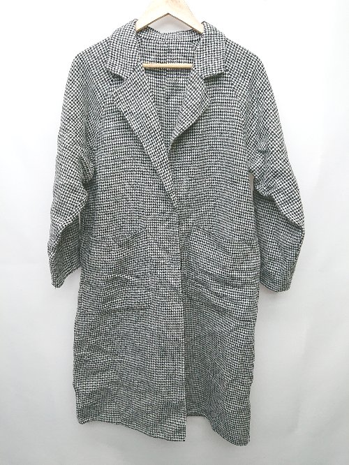◇ GLOBAL WORK グローバルワーク 千鳥格子 ロング キレイめ 長袖 コート サイズF ブラック ホワイト レディース P 【中古】