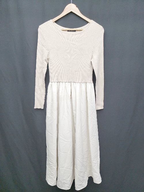 ◇ green label relaxing UNITED ARROWS バイカラー 異素材 長袖 ロング丈 ワンピース 表記なし ベージュ レディース P 【中古】