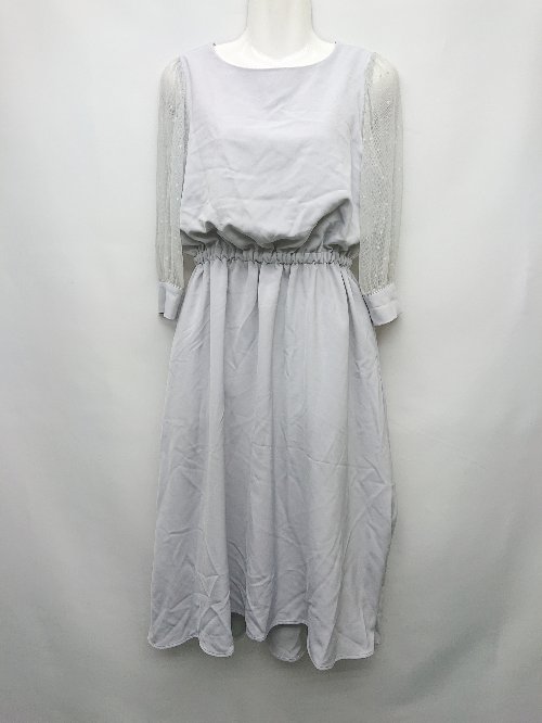 ◇ apart by lowrys アパートバイローリーズ シアー フレア 長袖 膝下 ワンピース サイズM グレー系 レディース P 【中古】