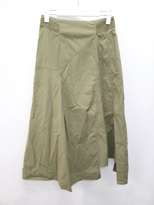 ◇ AuieF アウィーエフ カジュアル バックジップ ロング フレア スカート サイズ36 カーキ レディース P 【中古】