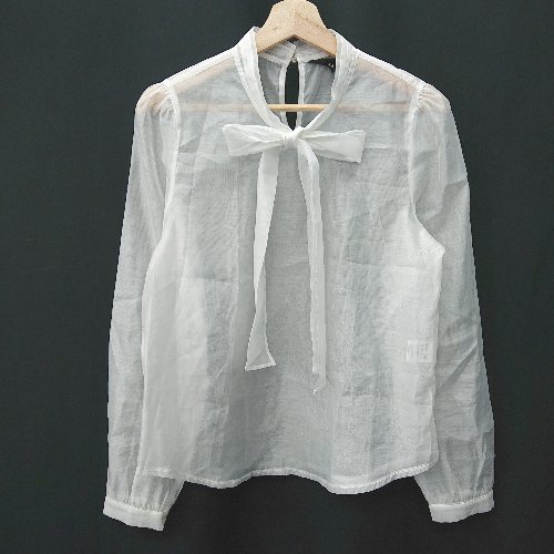 ◇ Sister Jane シスタージェーン シアー素材 リボン パ－ルボタン 長袖 ブラウス サイズM ホワイト系 レディース E 【中古】
