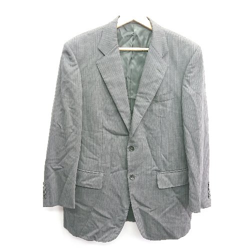 ◇ PARIS INTERNATIONAL CONCEPTION 総裏 ストライプ 肩パット入り S スーツ上下 サイズ90 A4 グレー メンズ E 【中古】