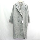 ◇ ◎ hellam へラム バックボリュ−ム ダブル 長袖 ロングコ−ト サイズF グレー レディース E 【中古】