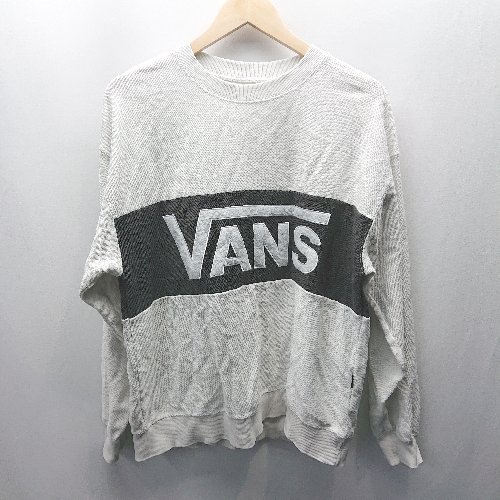 ◇ VANS ヴァンズ ブランドロゴ クルーネック 長袖 トレ－ナ－ サイズSMALL ホワイト メンズ E 【中古】
