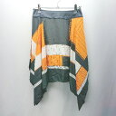 ◇ 22 OCTOBRE アシンメトリー バックジップ ミニ丈 フレア スカート サイズ36 ブラック オレンジ レディース E 【中古】