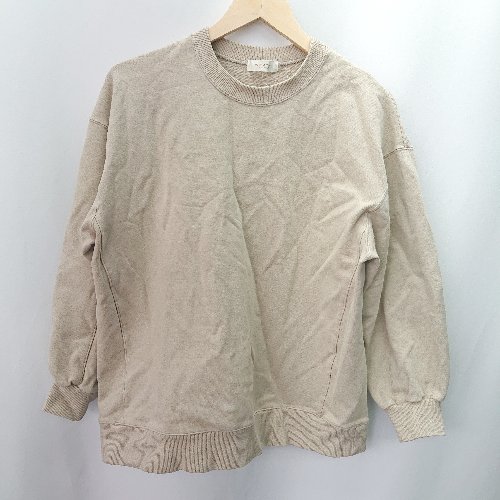 ◇ PUBLICTOKYO パブリックトウキョウ ヘビーウェイト シンプル 長袖 スエット サイズF ベージュ レディ..