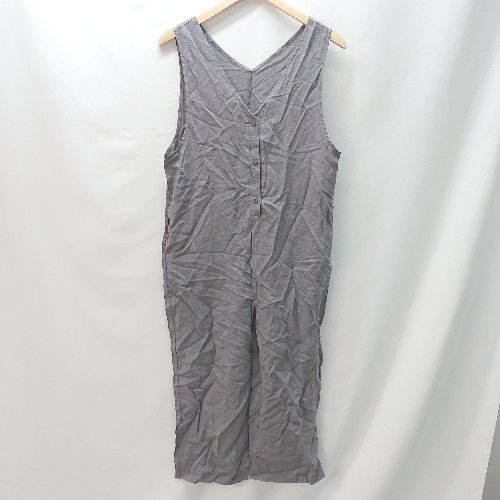 ◇ classicalelf クラシカルエルフ つなぎ ハ-フボタン ノ-スリ-ブ サロペット サイズL グレー レディース E 【中古】