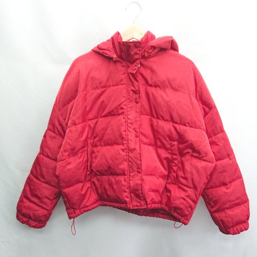 ◇ ◎ One Way ワンウェイ 取り外しフード 裾ドローコード 長袖 ダウンジャケット サイズM レッド メンズ E 【中古】