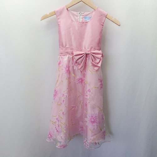 ◇ Catherine Cottage キャサリンコテージ 花柄 チュール リボン - 膝丈 ワンピース サイズ130 ピンク レディース E 【中古】