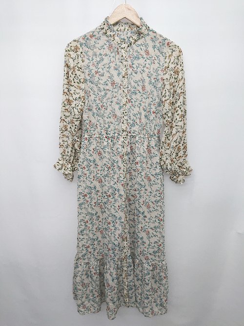 ◇ natural couture ナチュラルクチュール ティアード 長袖 ロング丈 ワンピース サイズF ベージュ系 マルチ レディース P 【中古】