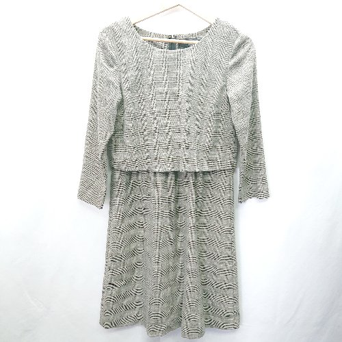 ◇ BEAMS LIGHTS ビームス ライツ チェック柄 バックジップ 八分袖 膝丈 ワンピース サイズ38 グレー系 レディース E 【中古】 ◇ BEAMS LIGHTS ビームス ライツ チェック柄 バックジップ 八分袖 膝丈 ワンピース サイズ38 グレー系 レディース E 【中古】