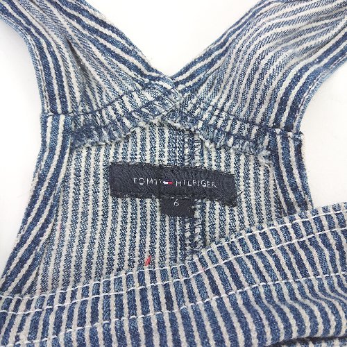 ◇ TOMMY HILFIGER トミー キッズ 子供服 ストライプ ロゴ オーバーオール サイズ6 ブルー系 メンズ レディース E 【中古】