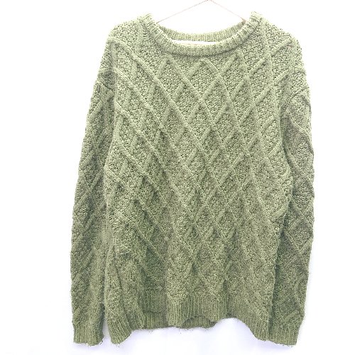 ◇ tree cafe ツリーカフェ オーバーサイズ ユニセックス 長袖 ニット セーター サイズF カーキ レディース メンズ E 【中古】