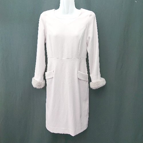 ◇ PROPORTION BODY DRESSING 袖口ファー装飾 背面ファスナー 長袖 膝丈 ワンピース サイズ1 ライトピンク レディース E 【中古】
