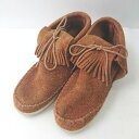 ◇ MINNETONKA ミネトンカ シンプル カジュアル リボン シューズ サイズ7 キャメル レディース E 【中古】