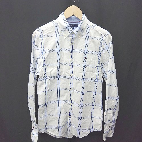 ◇ ◎ TOMMY HILFIGER トミーヒルフィガー チェック柄 ボタンダウン 長袖 シャツ サイズXS ホワイト ブルー レディース E 【中古】 ◇ ◎ TOMMY HILFIGER トミーヒルフィガー チェック柄 ボタンダウン 長袖 シャツ サイズXS ホワイト ブルー レディース E 【中古】