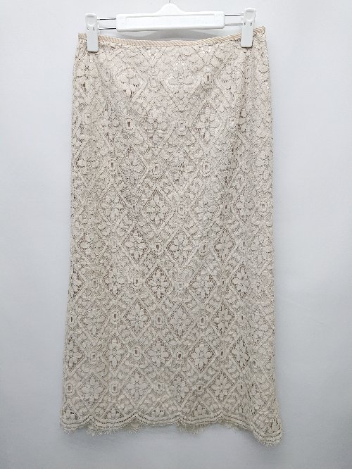 ◇ le.coeur blanc ルクールブラン コードレース ロング丈 タイト スカート サイズ38 ベージュ系 レディ..