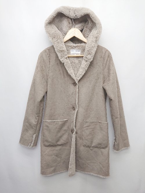 ◇ A day in the life アデイインザライフ ムートン フーディ 長袖 ジャケット サイズ36 グレージュ系 レディース P 【中古】