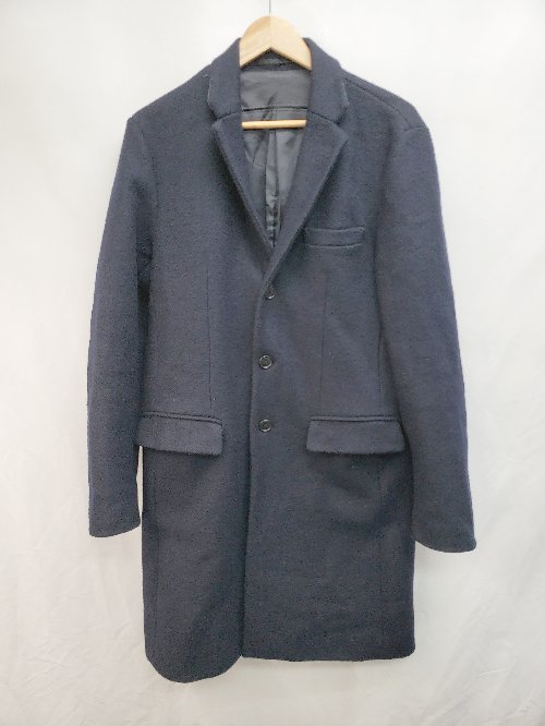 ◇ GLOBAL WORK グローバルワーク ロング ウール混 シンプル バックスリット 長袖 コート サイズXL ネイビー レディース P 【中古】