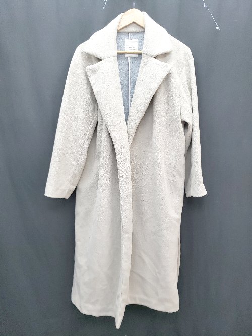 ◇ TIENS ecoute ティアンエクート ロング シンプル サイドスリット 通勤 長袖 コート サイズ2 ベージュ レディース P 【中古】