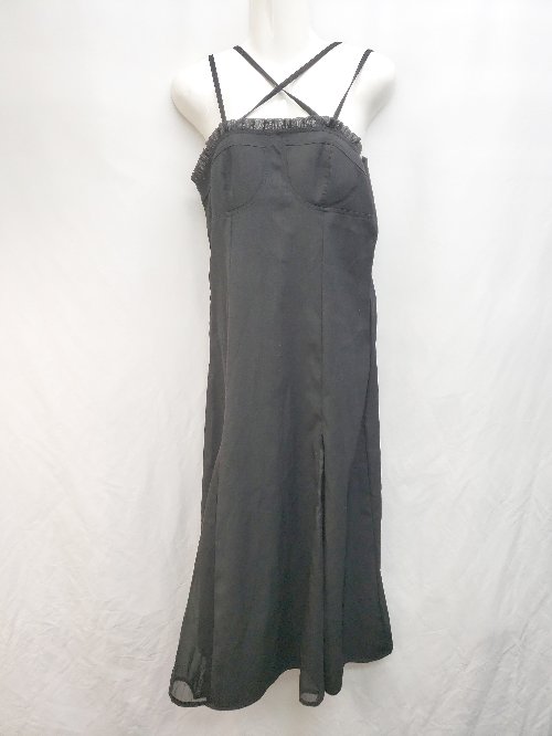 ◇ MAISON DE THERESE メゾンドテレーズ フリル ノースリーブ ロング丈 キャミワンピース 表記無し ブラック レディース P 【中古】