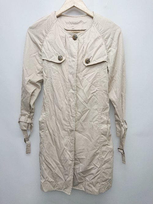 ◇ ◎ NOMBRE IMPAIR ノンブル アンペール ノーカラー シンプル 通勤 長袖 コート サイズF ベージュ系 レディース P 【中古】