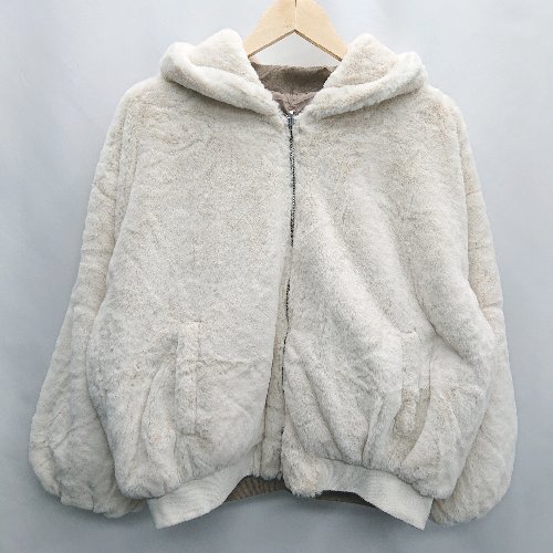 ◇ GRL グレイル リバーシブル ファー フード 長袖 ブルゾン サイズF ブラウン アイボリー レディース E 【中古】