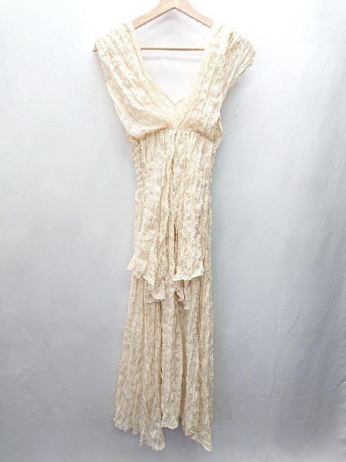 ◇ MOUSSY マウジー シアー 透け感 キレイめ フレア ノースリーブ ロング丈 ワンピース サイズ1 アイボリー レディース E 【中古】