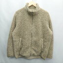 ■ ノーブランド 長袖 ボアジャケット. サイズXL ベージュ レディース メンズ E 【中古】