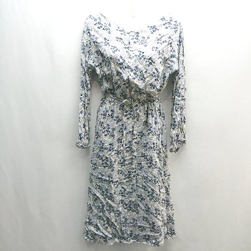 ◇ ◎ Lugnoncure ルノンキュール ハーフボタン 花柄 長袖 ロング丈 ワンピース サイズM ラベンダー レディース E 【中古】