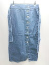 ◇ ◎ SLY JEANS スライ ジーンズ フロントボタン 裾スリット ひざ丈 タイト スカート サイズ1 ブルー レディース E 【中古】(4)
