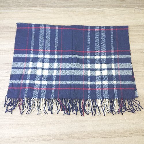 ◇ 49AV.junko shimada チェック柄 ウール100% ストール ブランケット ネイビー アイボリー レッド レディース E 【中古】