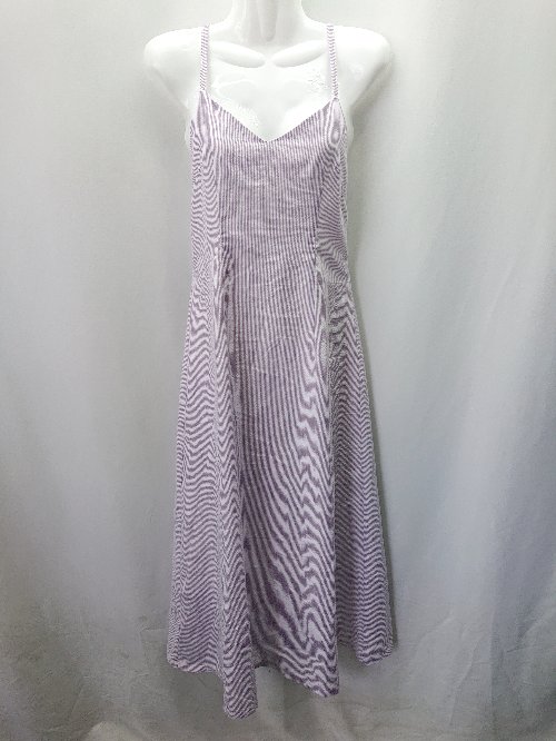 ◇ ginger and sprout ストライプ バックジップ - ロング丈 ワンピース サイズ表記なし パープル ホワイ..
