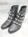 ◇ ZARA パール サイドジップ ブーツ サイズ38 ブラック レディース P 【中古】