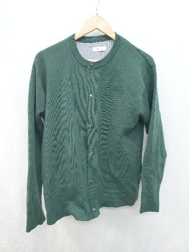 ◇ SHIPS any シップス エニィ カジュアル シンプル 無地 ノーカラー 長袖 カーディガン サイズL グリーン メンズ P 【中古】 ◇ SHIPS any シップス エニィ カジュアル シンプル 無地 ノーカラー 長袖 カーディガン サイズL グリーン メンズ P 【中古】
