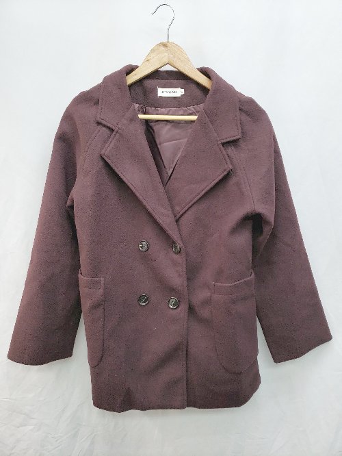 ◇ JUNOAH ジュノア シンプル 通勤 OL 長袖 コート サイズM パープル系 レディース P 【中古】