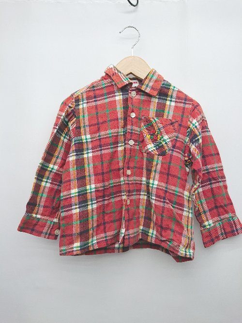 ◇ mikihouse ミキハウス キッズ 子供服 長袖 シャツ サイズ100 レッド系 マルチ メンズ P 【中古】