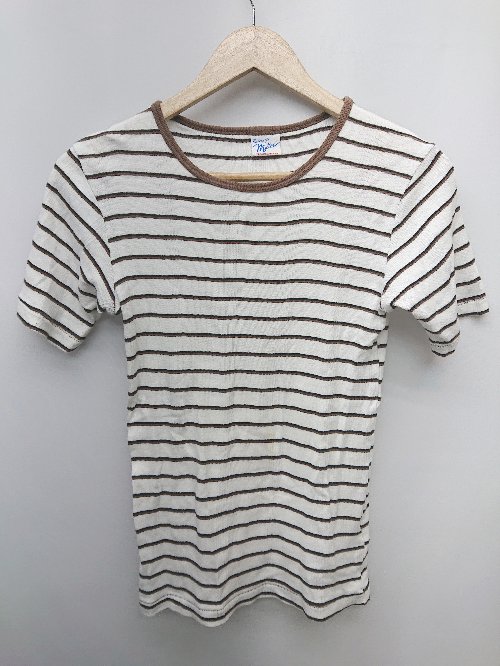 ◇ Robert P.Miller ボーダー 半袖 Tシャツ カットソー サイズF ホワイト ブラック ブラウン系 レディース P 【中古】
