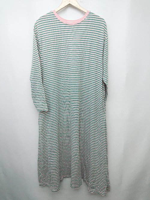 ◇ FREAK'S STORE フリークスストア ボーダー 長袖 膝下丈 ワンピース サイズF ピンク グリーン系 レディース P 【中古】