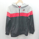 ◇ NIKE ナイキ 裏起毛 ロゴ フード ジップアップ 長袖 パーカー サイズL ブラック系 レディース E 【中古】